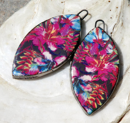 Ceramic Floral Pattern Decal Earring Drops #9