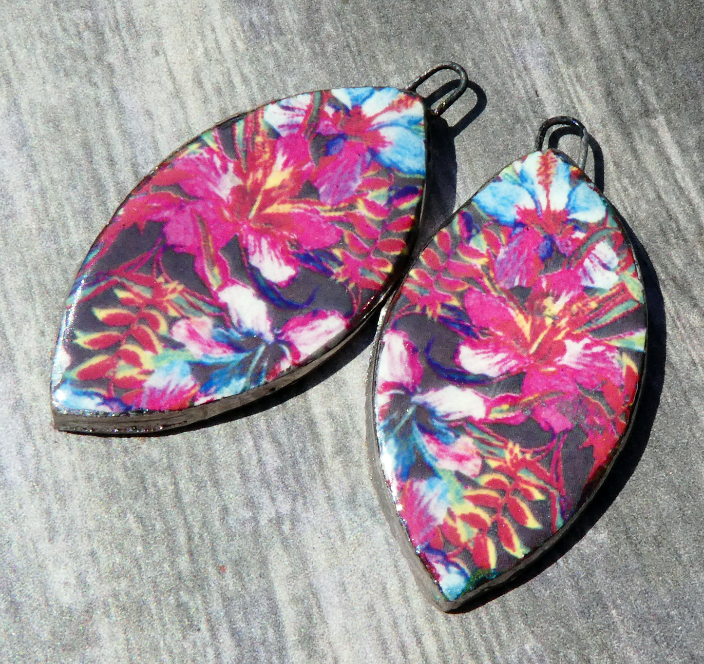 Ceramic Floral Pattern Decal Earring Drops #9