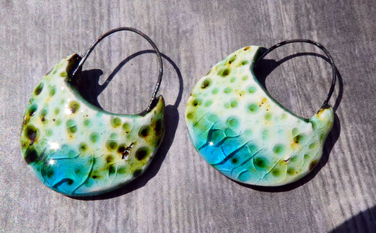 Ceramic Urchin Textured Charms - Turquoise Crackle