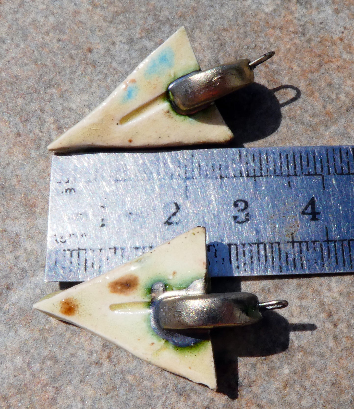 Ceramic Chunky Dagger Charms - Mocha Marble