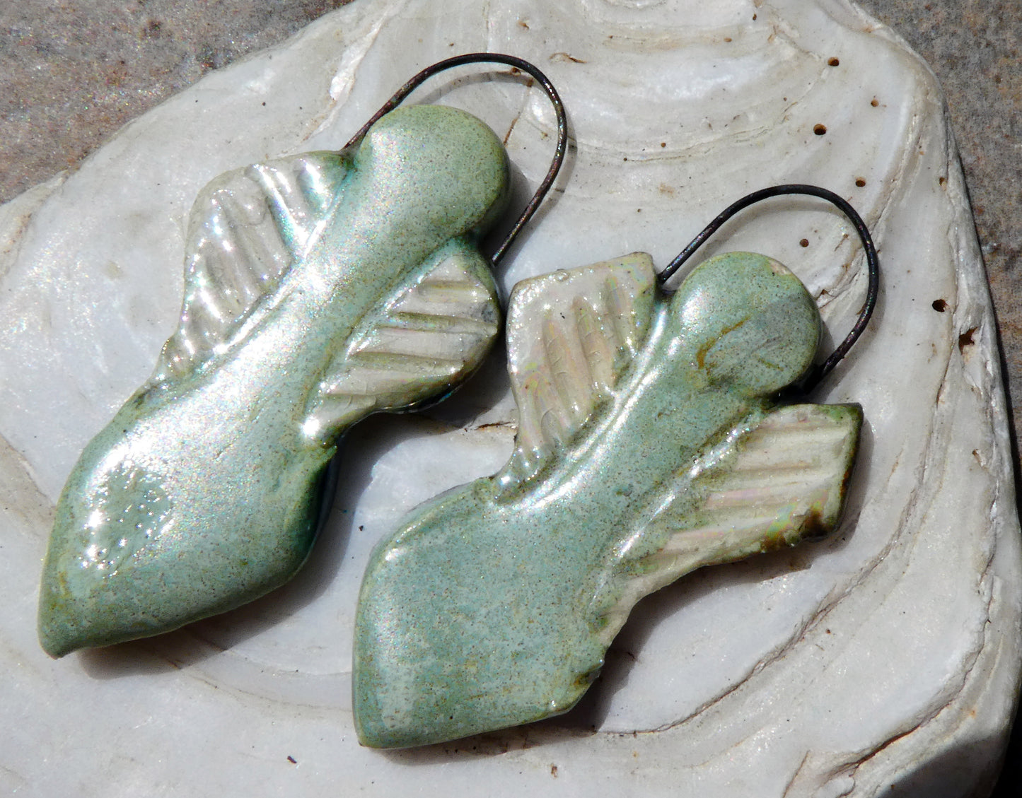 Ceramic Winged Goddess Charms - Mint