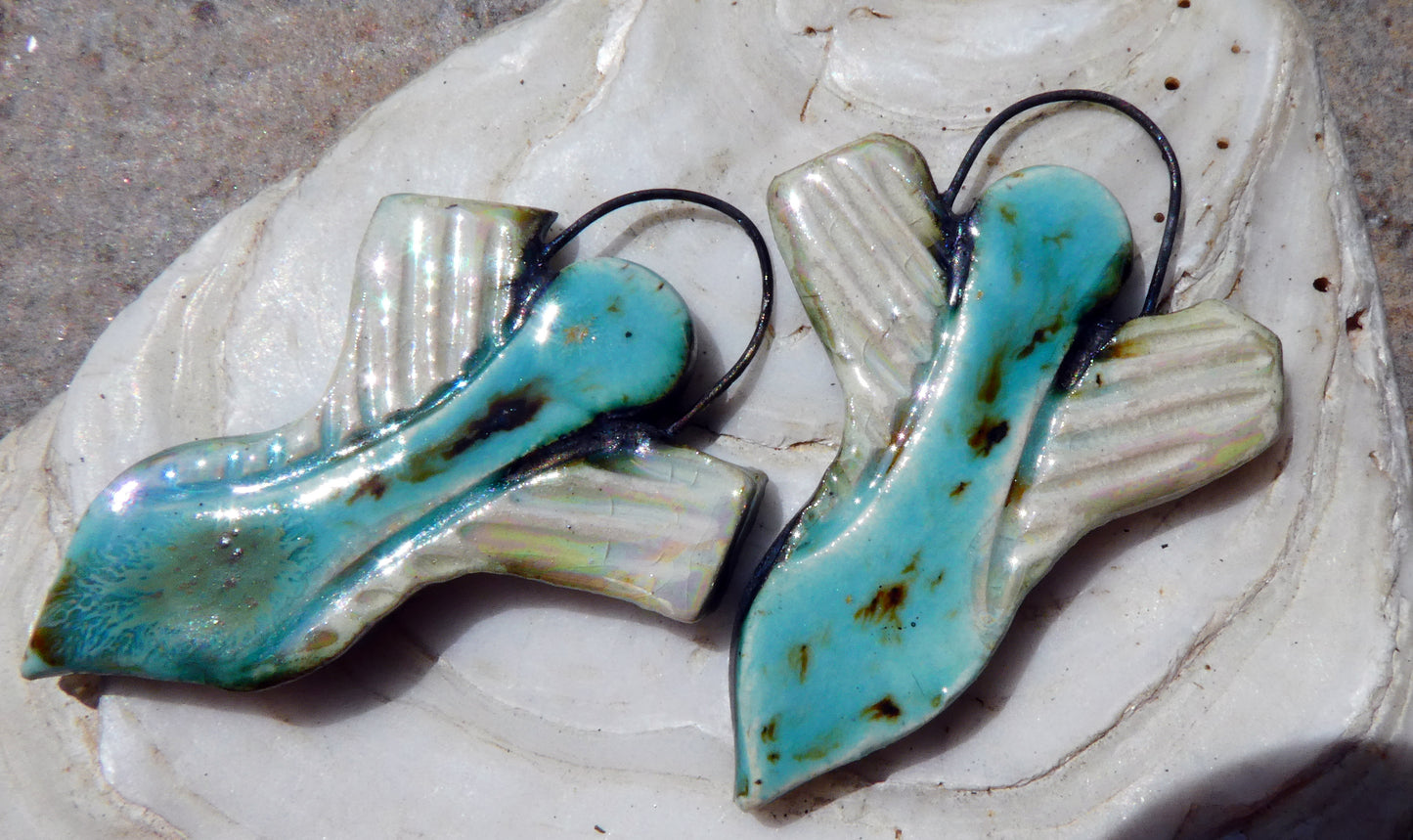 Ceramic Winged Goddess Charms - Blue Guppy