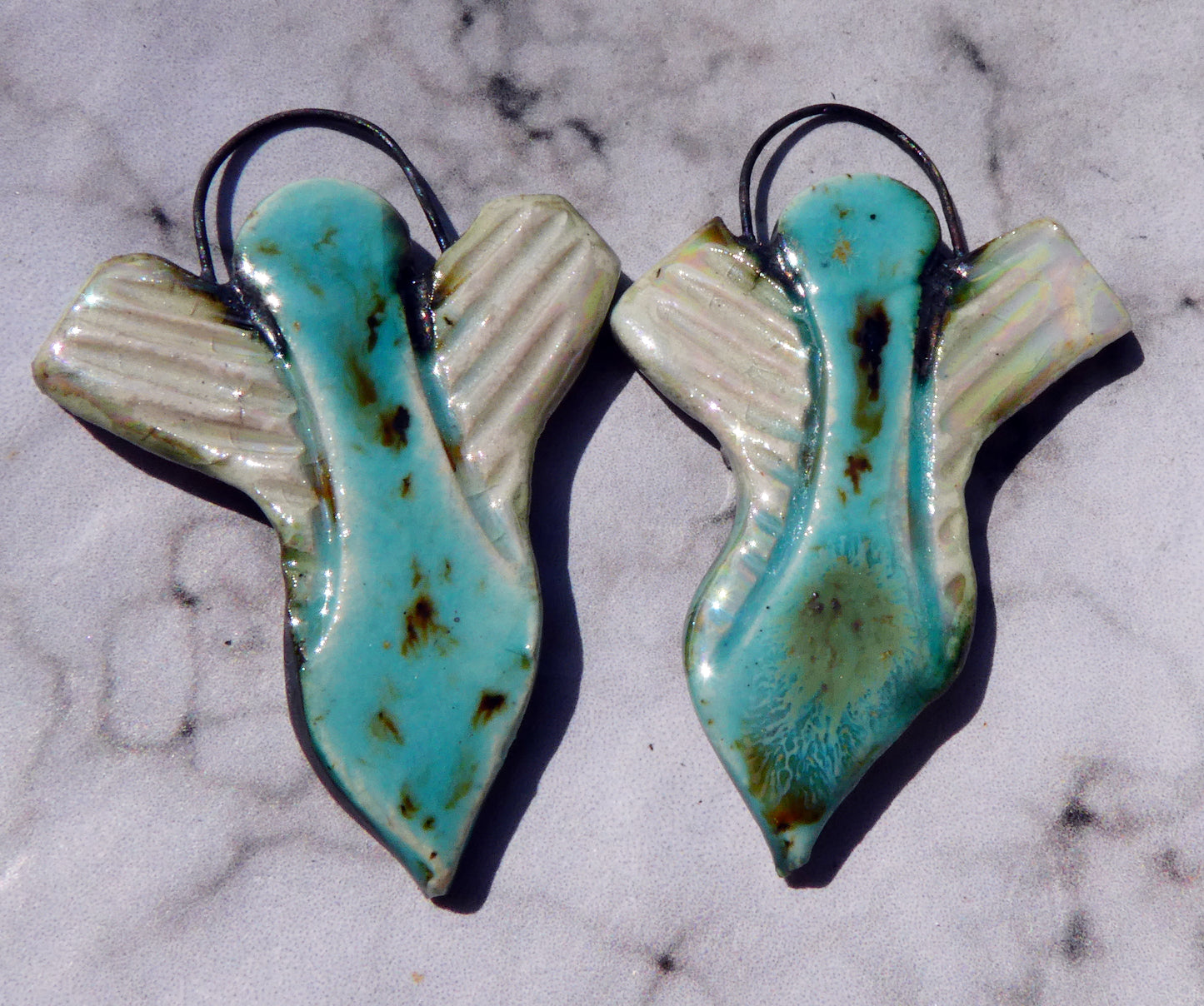 Ceramic Winged Goddess Charms - Blue Guppy