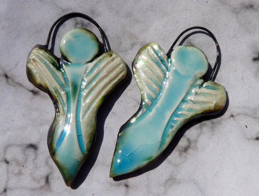 Ceramic Winged Goddess Charms - China Sea