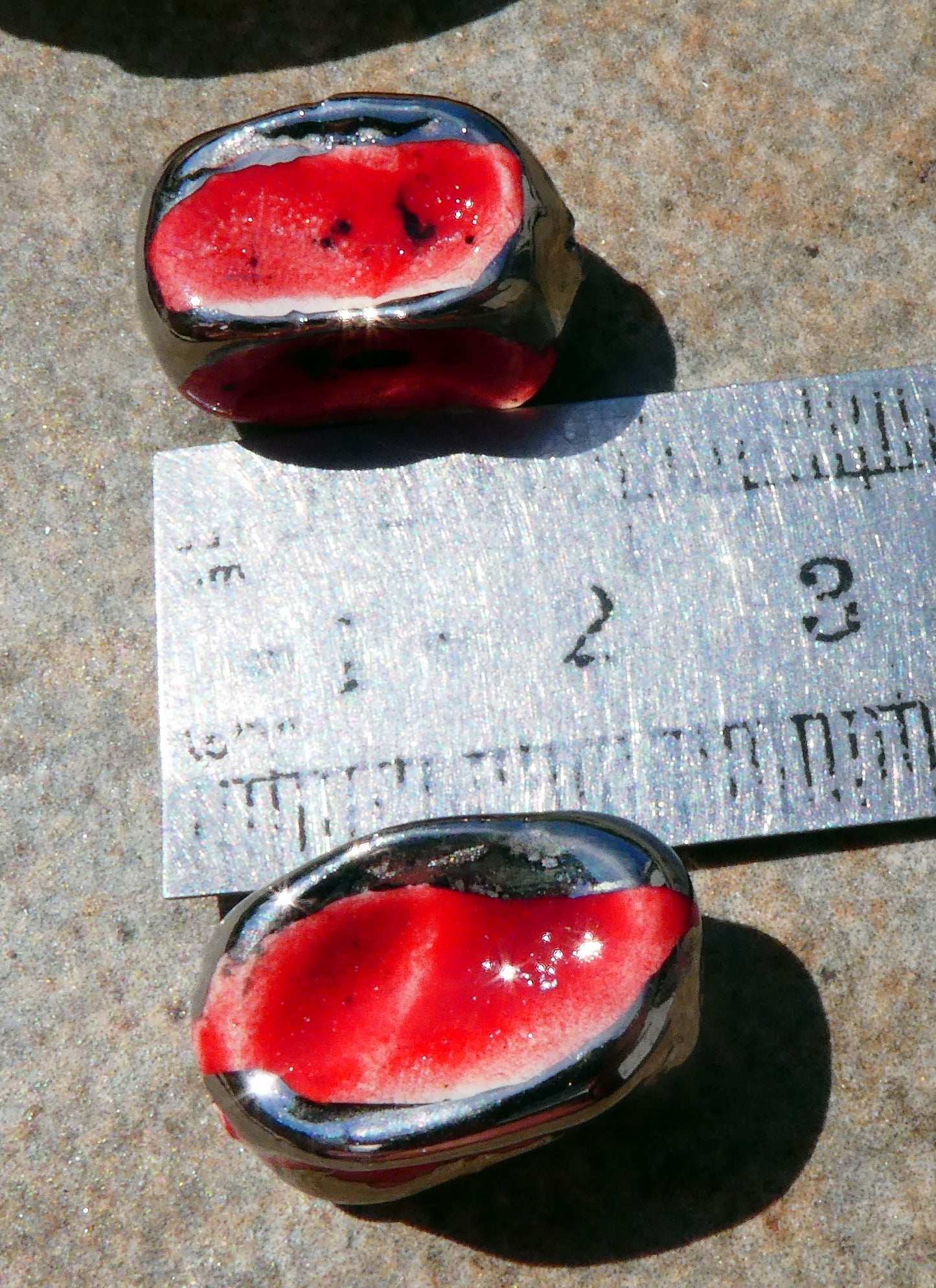 Ceramic Pinched Beads - Ladybug