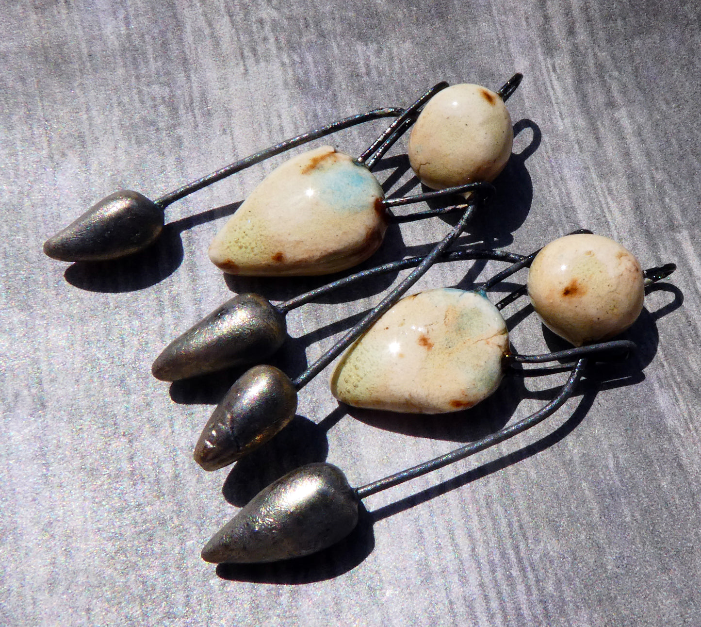 Ceramic Spiky Dangles - Mocha Marble