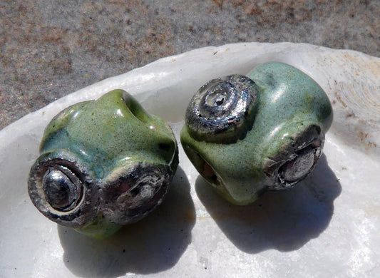 Ceramic Encrusted Beads - Mint