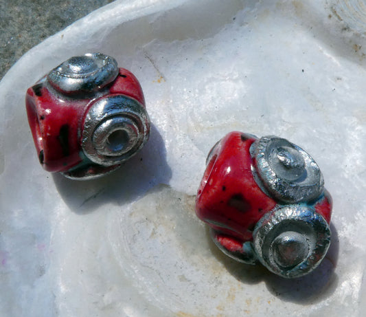 Ceramic Encrusted Beads - Ladybug