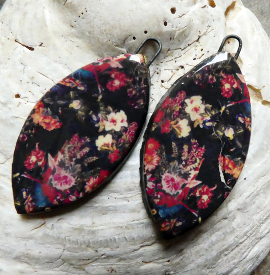 Ceramic Floral Pattern Decal Earring Drops #14