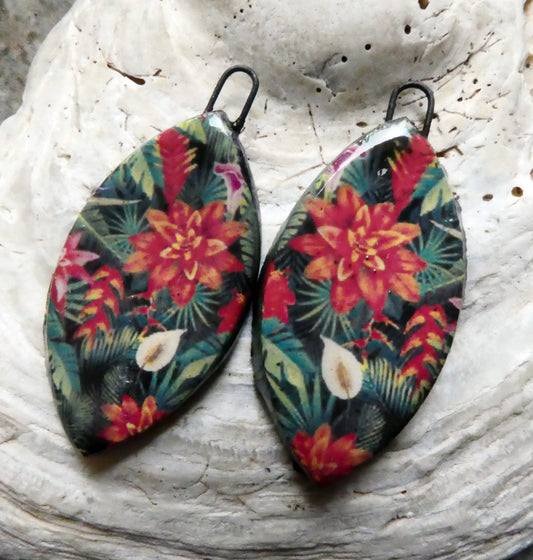 Ceramic Floral Pattern Decal Earring Drops #20