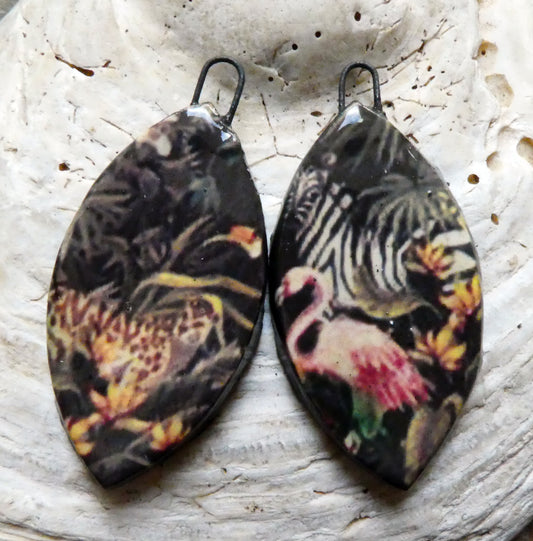 Ceramic Floral Pattern Decal Earring Drops #25