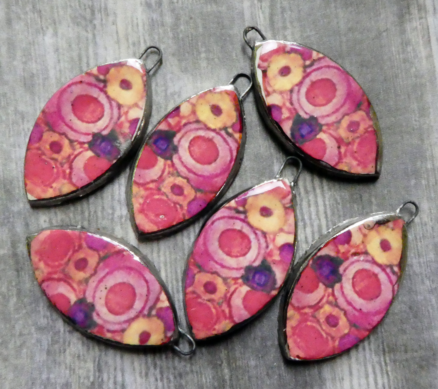 Ceramic Painted Drop Decal Earring Charms #2