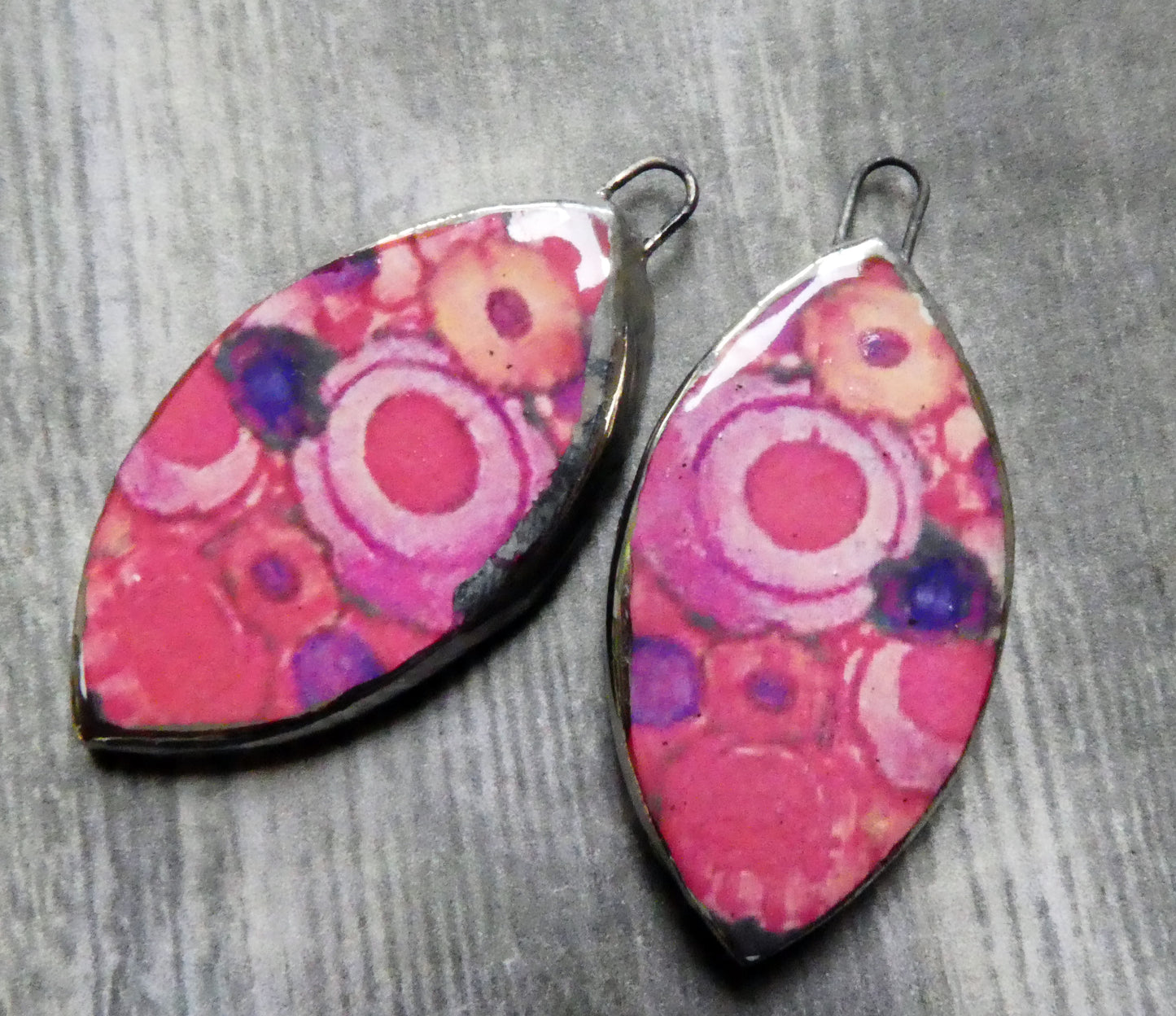 Ceramic Painted Drop Decal Earring Charms #6