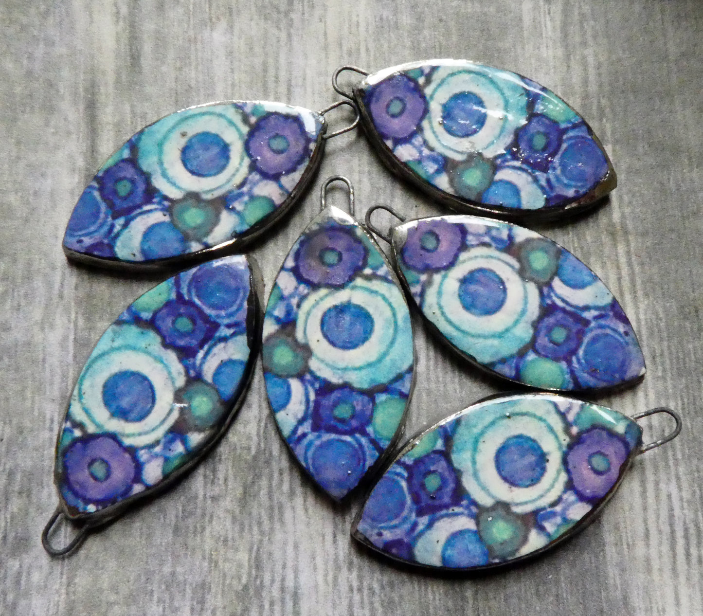 Ceramic Painted Drop Decal Earring Charms #3