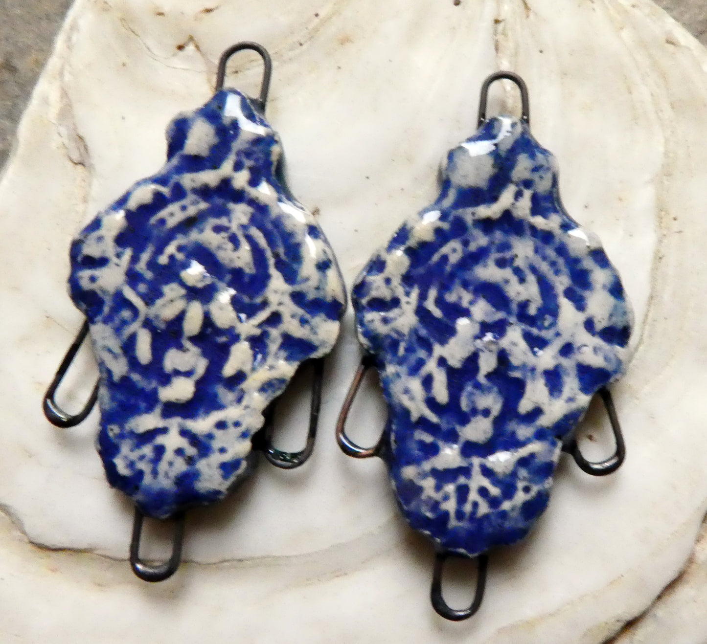 Ceramic Filligree Earring Connectors - Pueblo Purple