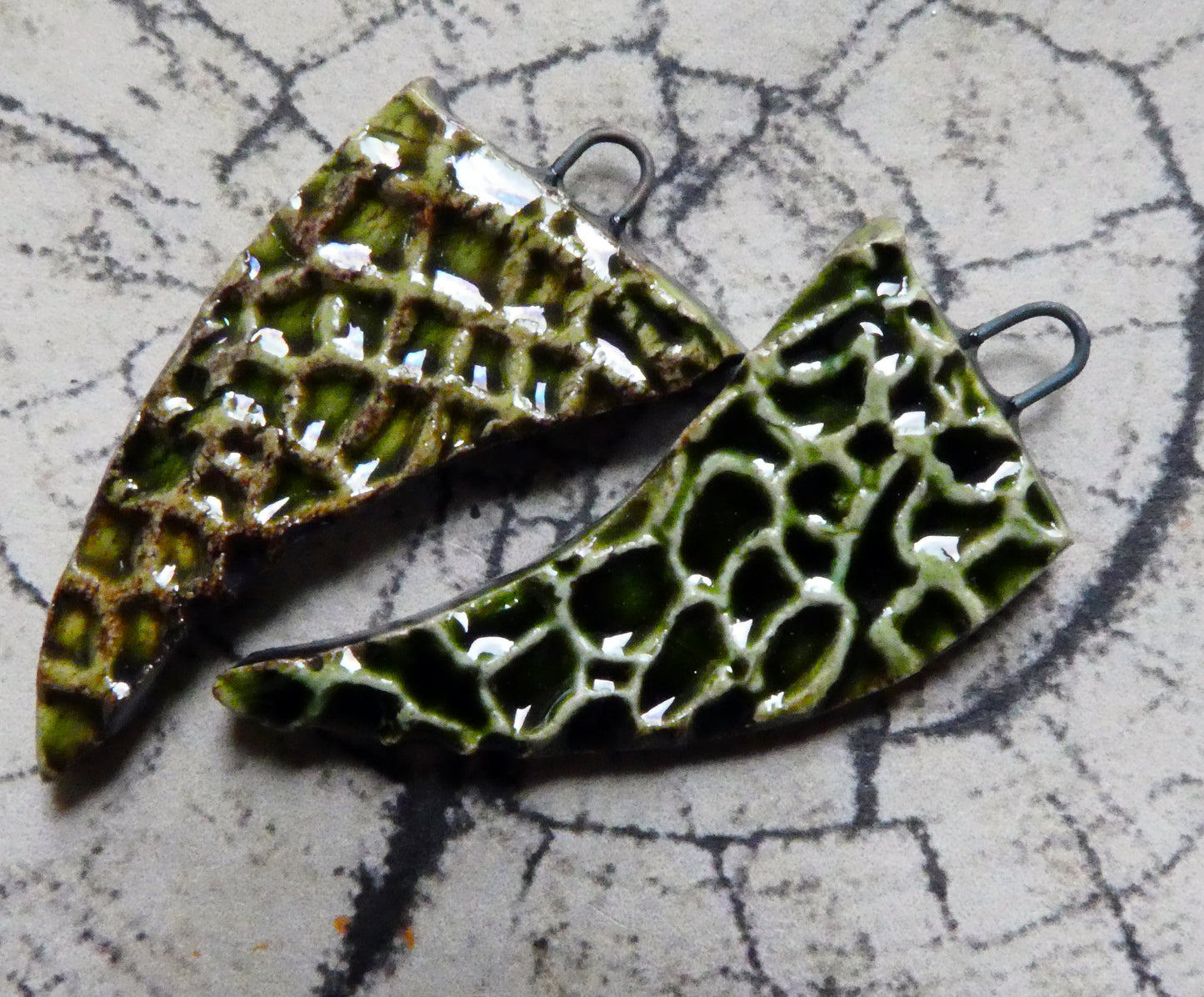 Ceramic Croc Claw Earring Charms- Olive