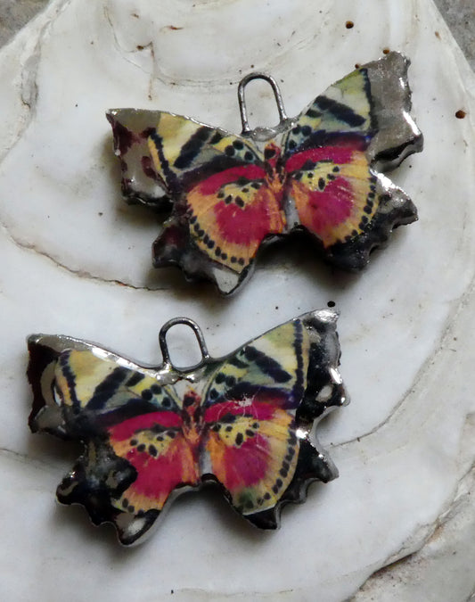 Ceramic Decal Butterfly Earring Charms - #3