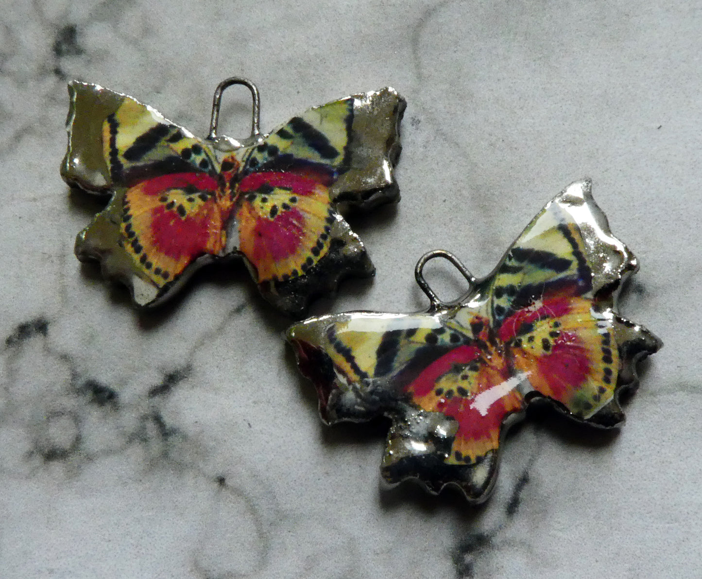 Ceramic Decal Butterfly Earring Charms - #3