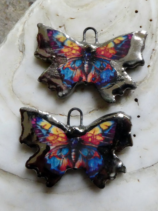 Ceramic Decal Butterfly Earring Charms - #4