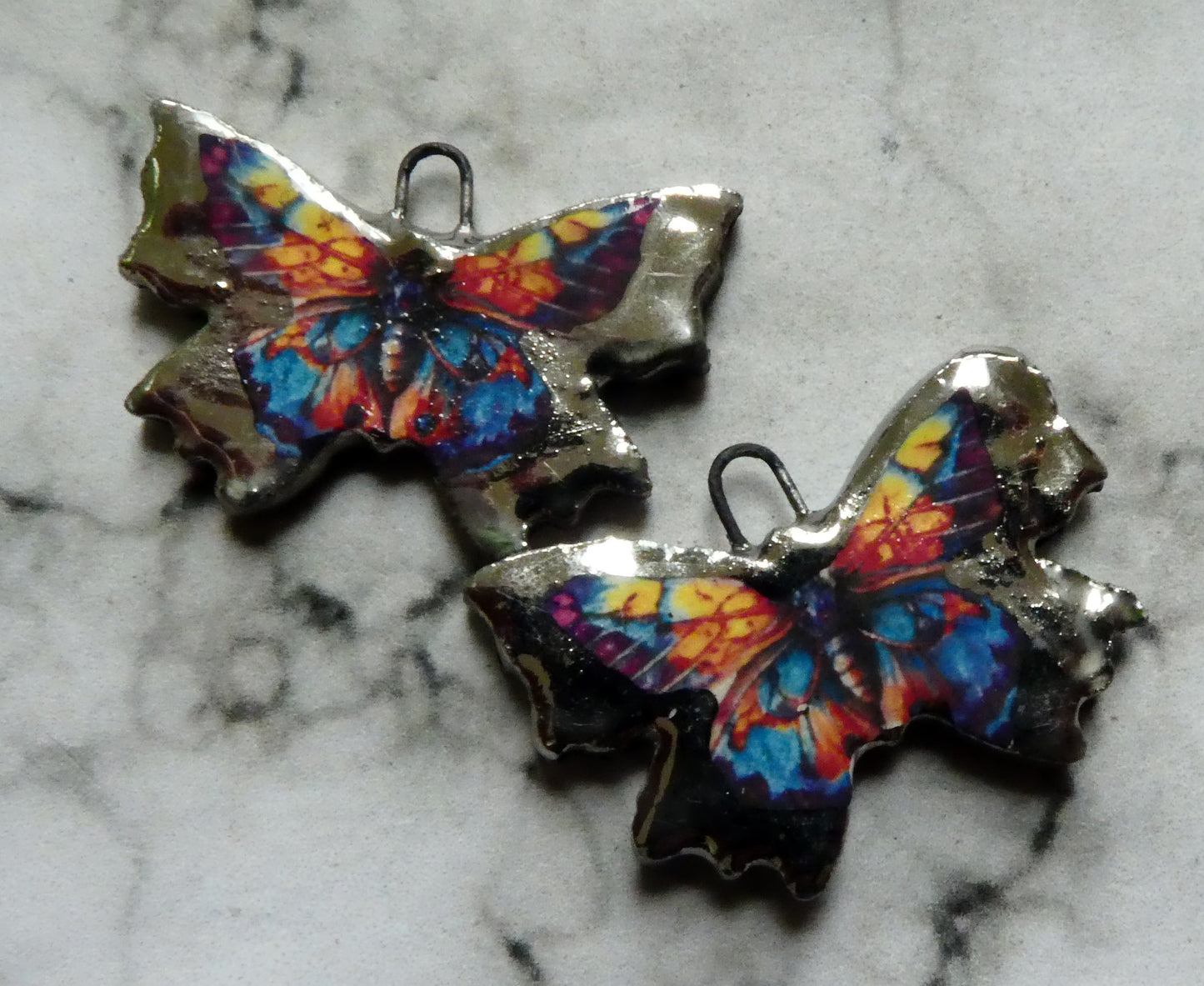 Ceramic Decal Butterfly Earring Charms - #4