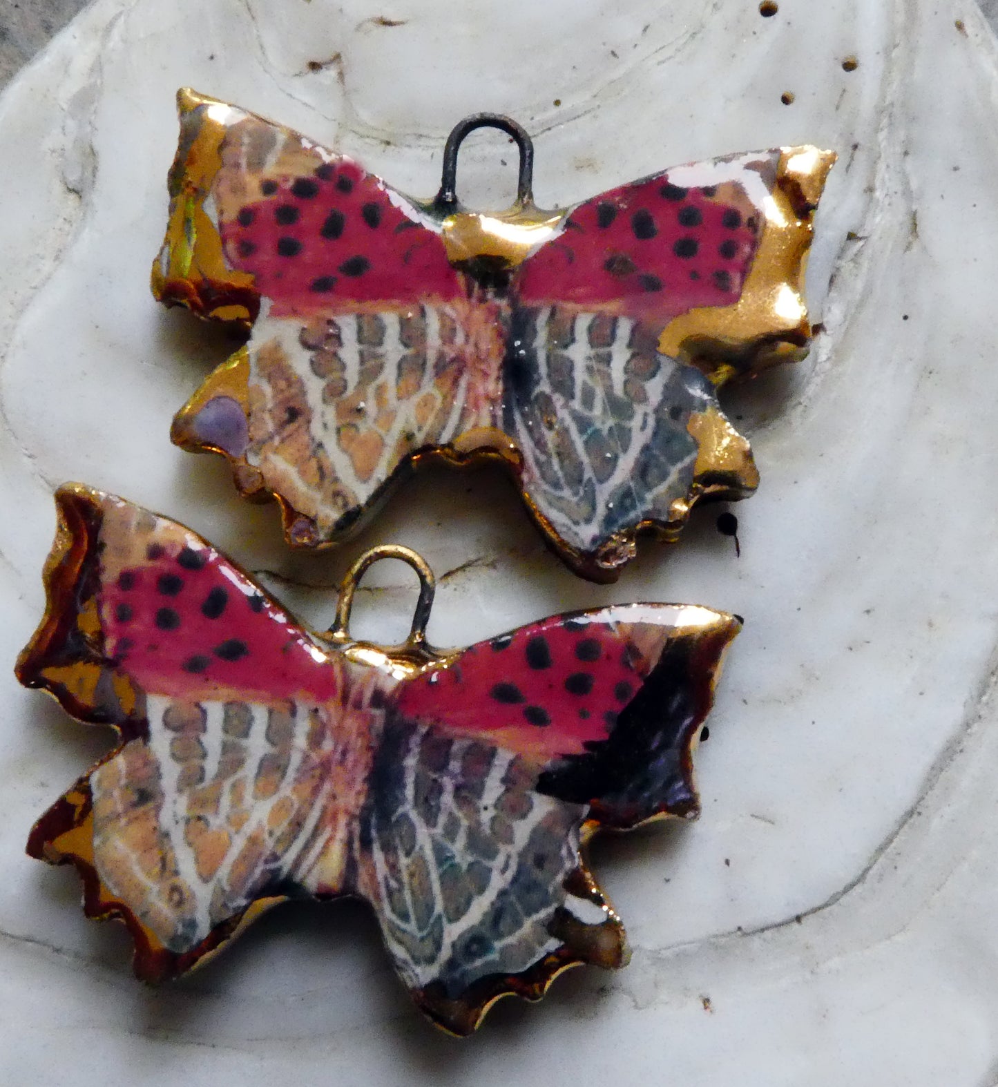 Ceramic Decal Butterfly Earring Charms - #2