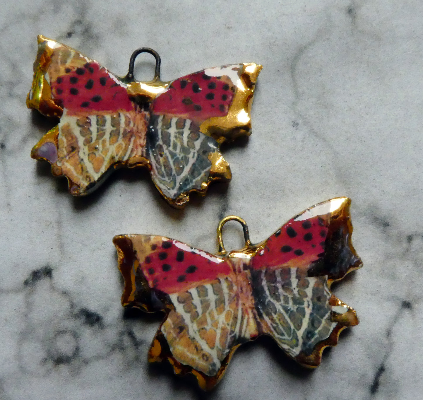 Ceramic Decal Butterfly Earring Charms - #2