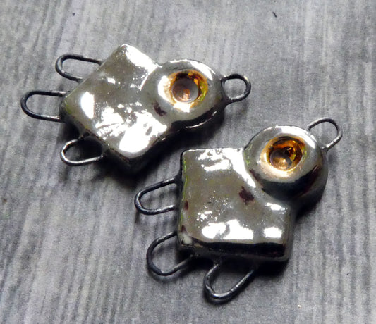 Ceramic Diamond Rivet Earring Connectors -Platinum and Gold