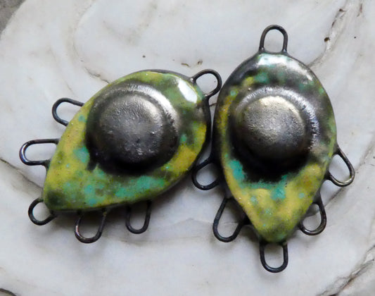 Ceramic Teardrop Three Hoop Earring Connectors -Supernova