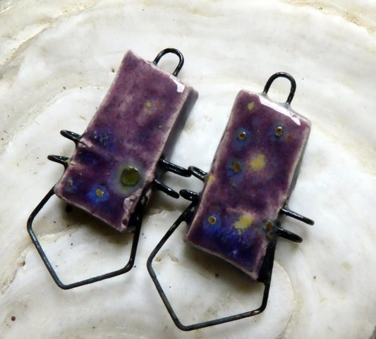 Ceramic Tablet Earring Connectors - Cosmic Grape