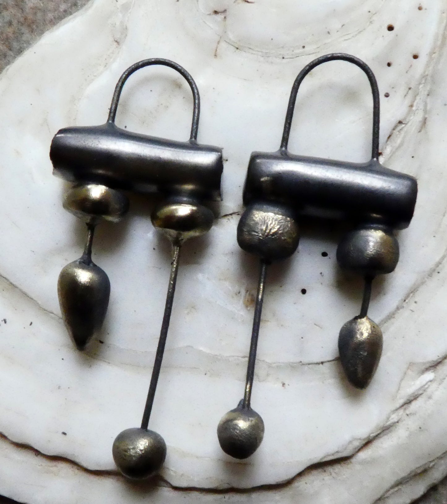 Ceramic Barrel and Bobble Dangles - Pewter