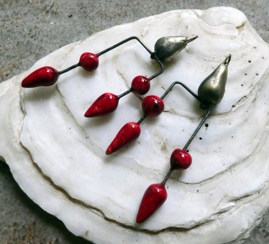 Ceramic Bobbly Dangles - Red