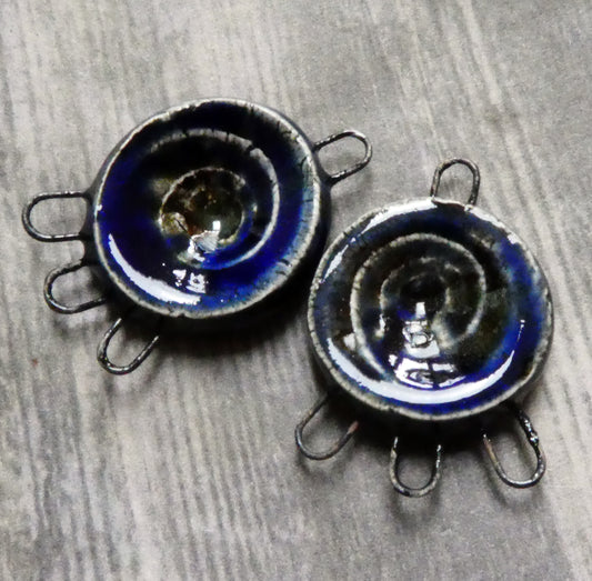 Ceramic Shell Textured Connectors - Mirror Blue