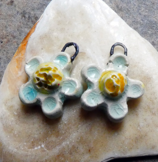 Ceramic Wild Strawberry Flower Earring Charms