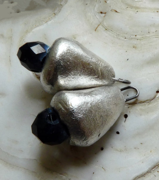 Ceramic Glassy Bead Cone Connectors - Fine Silver