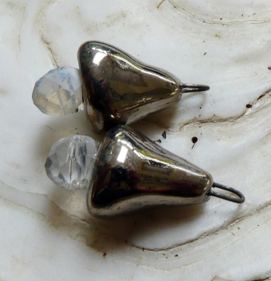 Ceramic Glassy Bead Cone Connectors - Platinum