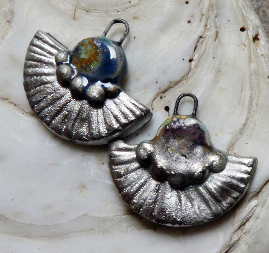 Ceramic Textured Half Disc Earring Charms - Outer Space