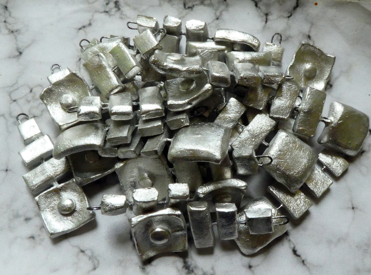 Ceramic Square and Rectangle Stacked Charms - Fine Silver