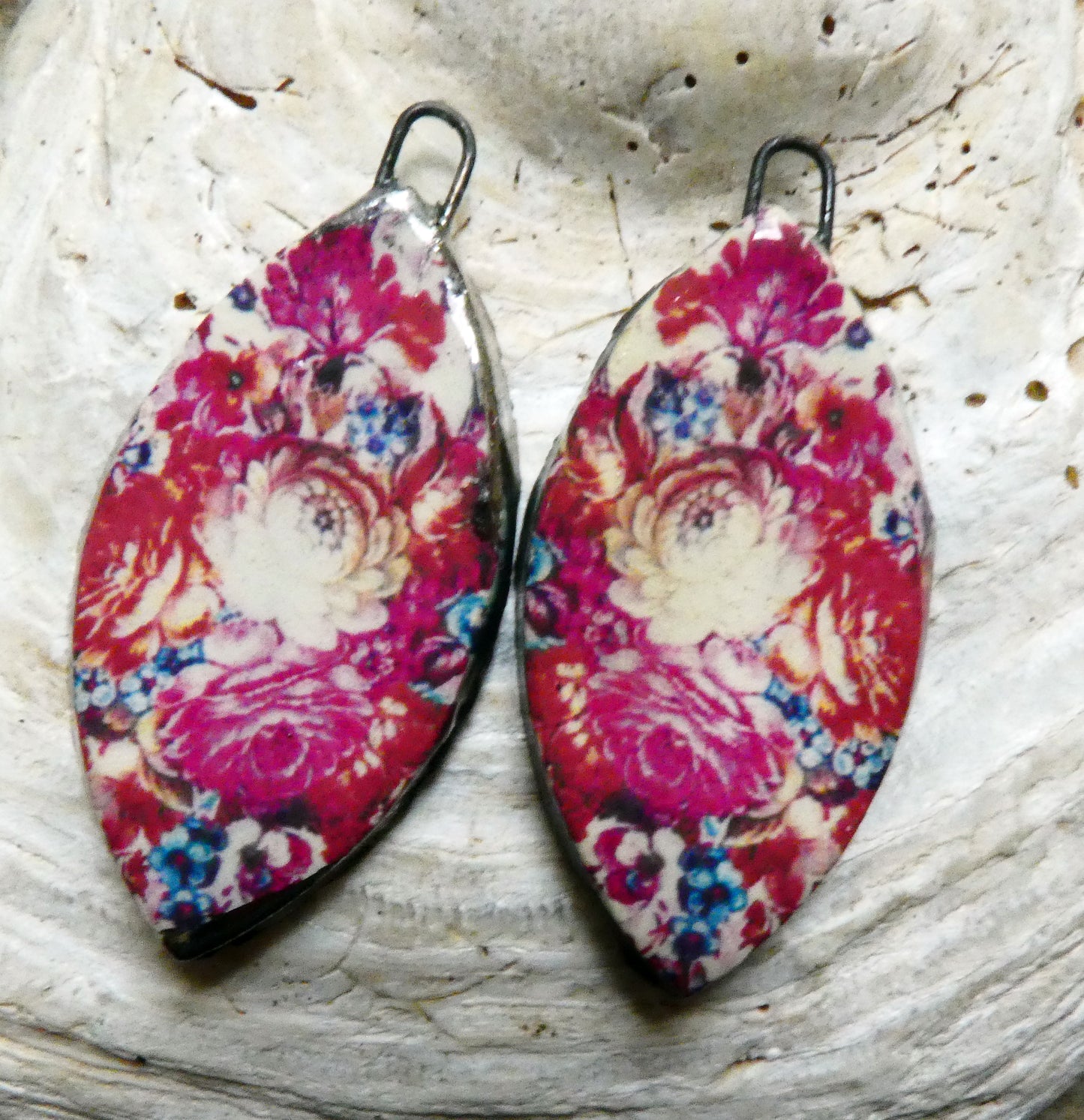 Ceramic Floral Pattern Decal Earring Drops #28