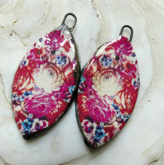 Ceramic Floral Pattern Decal Earring Drops #28