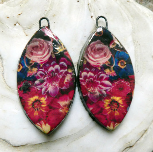 Ceramic Floral Pattern Decal Earring Drops #29