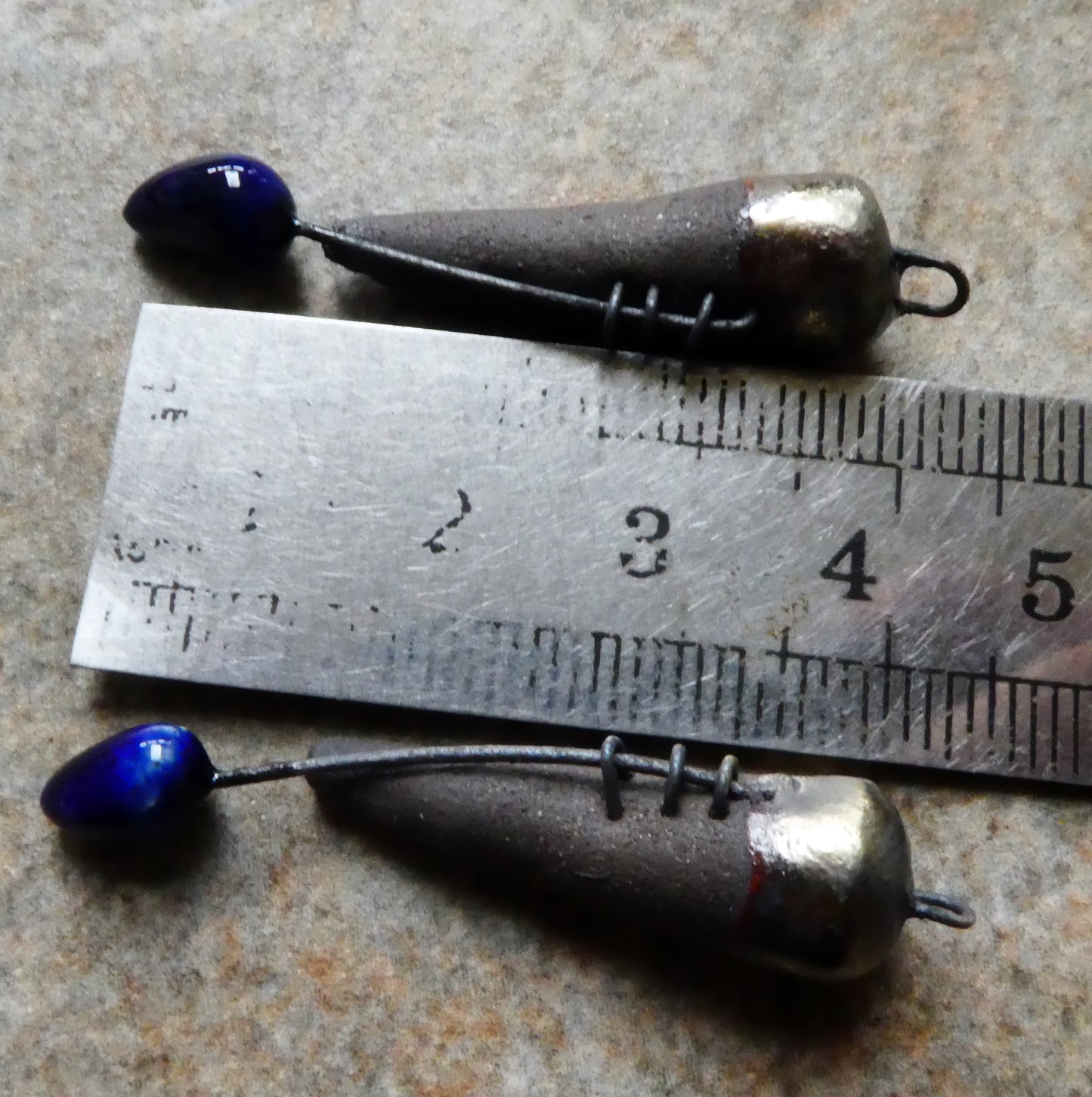 Ceramic Stitched Spike Earring Charms -Mirror Blue