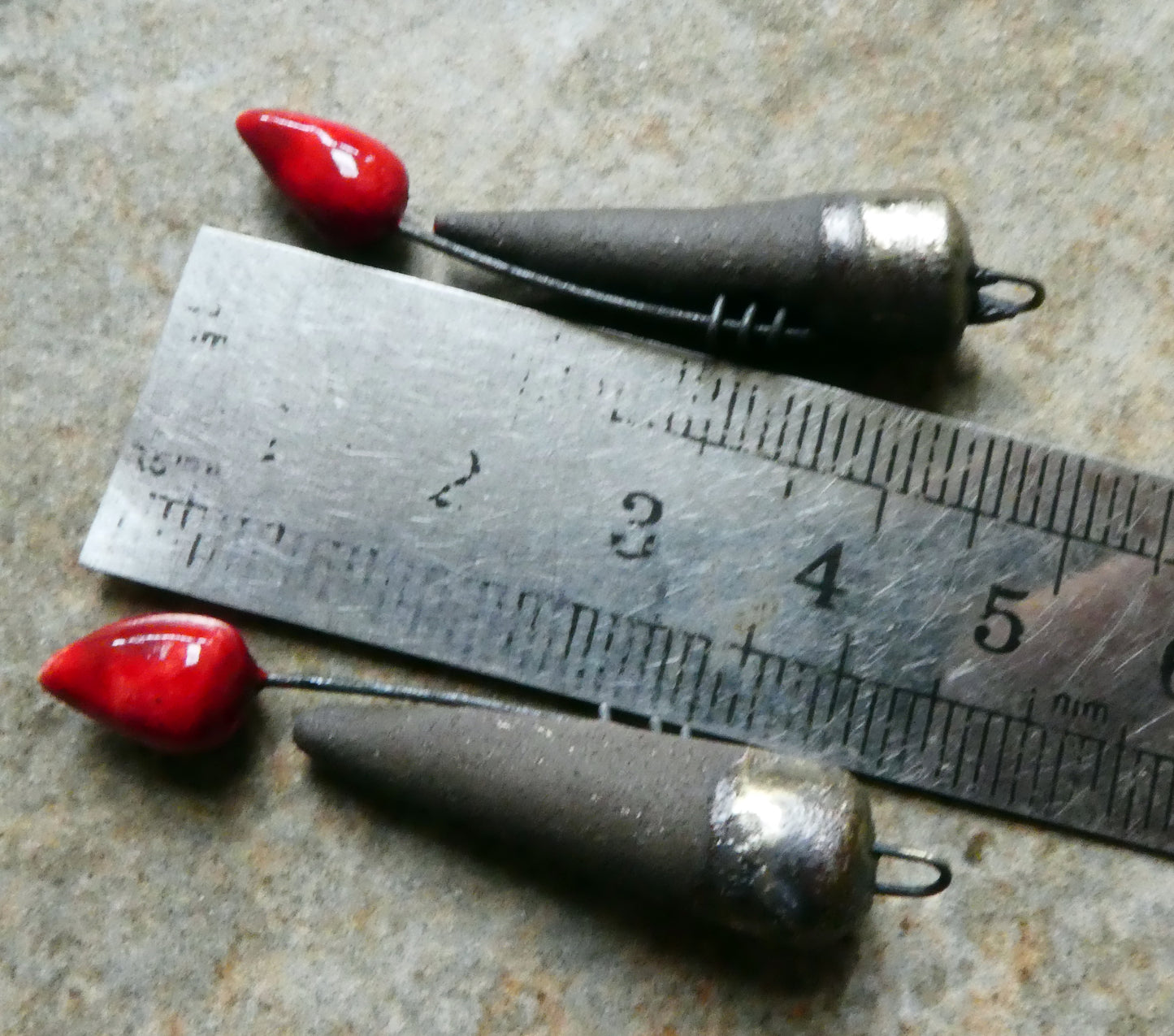 Ceramic Stitched Spike Earring Charms -Red