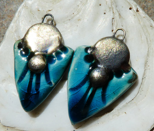Ceramic Decorative Shield Charms - Oriental Blue