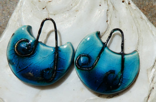 Ceramic Wire Embedded Charms - Oriental Blue