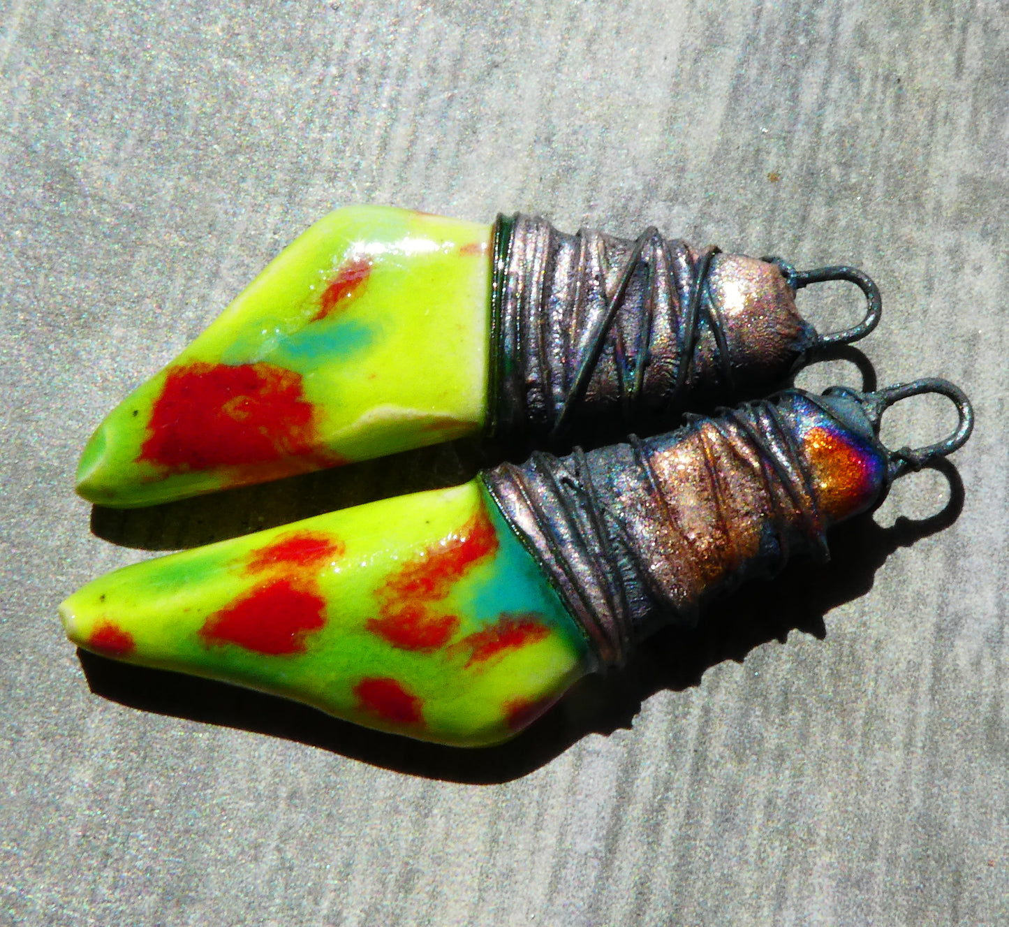 Ceramic Wire Wrapped Stone Cut Earring Charms -Appltini