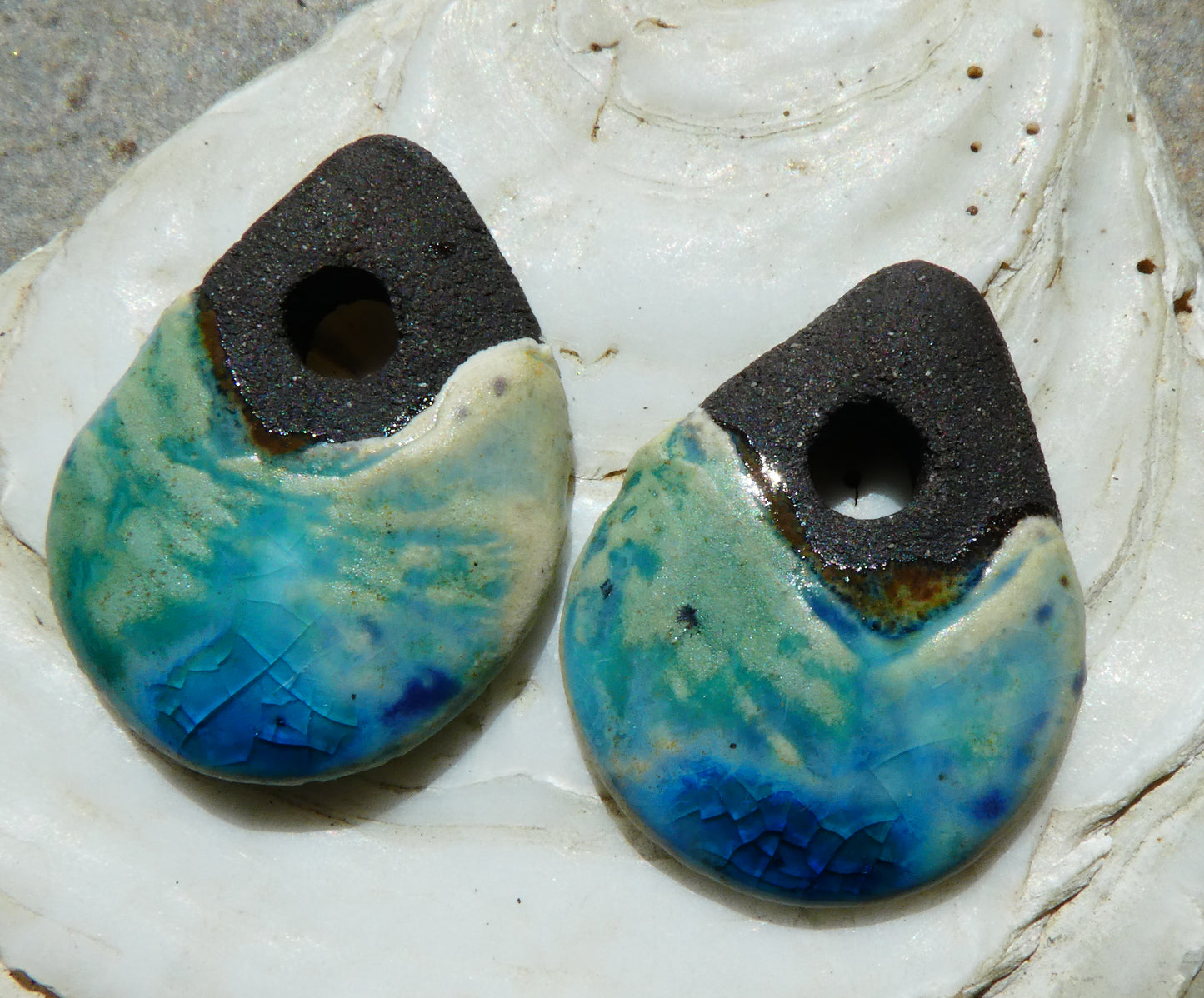 Ceramic Dark Slab Earring Charms - Blue Azure