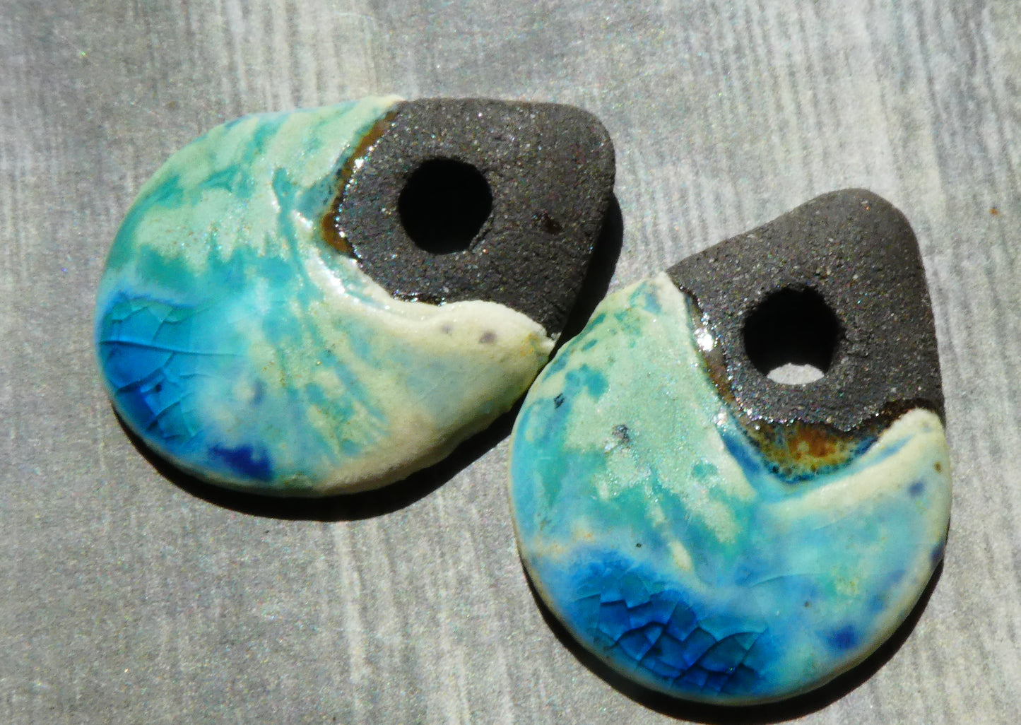 Ceramic Dark Slab Earring Charms - Blue Azure