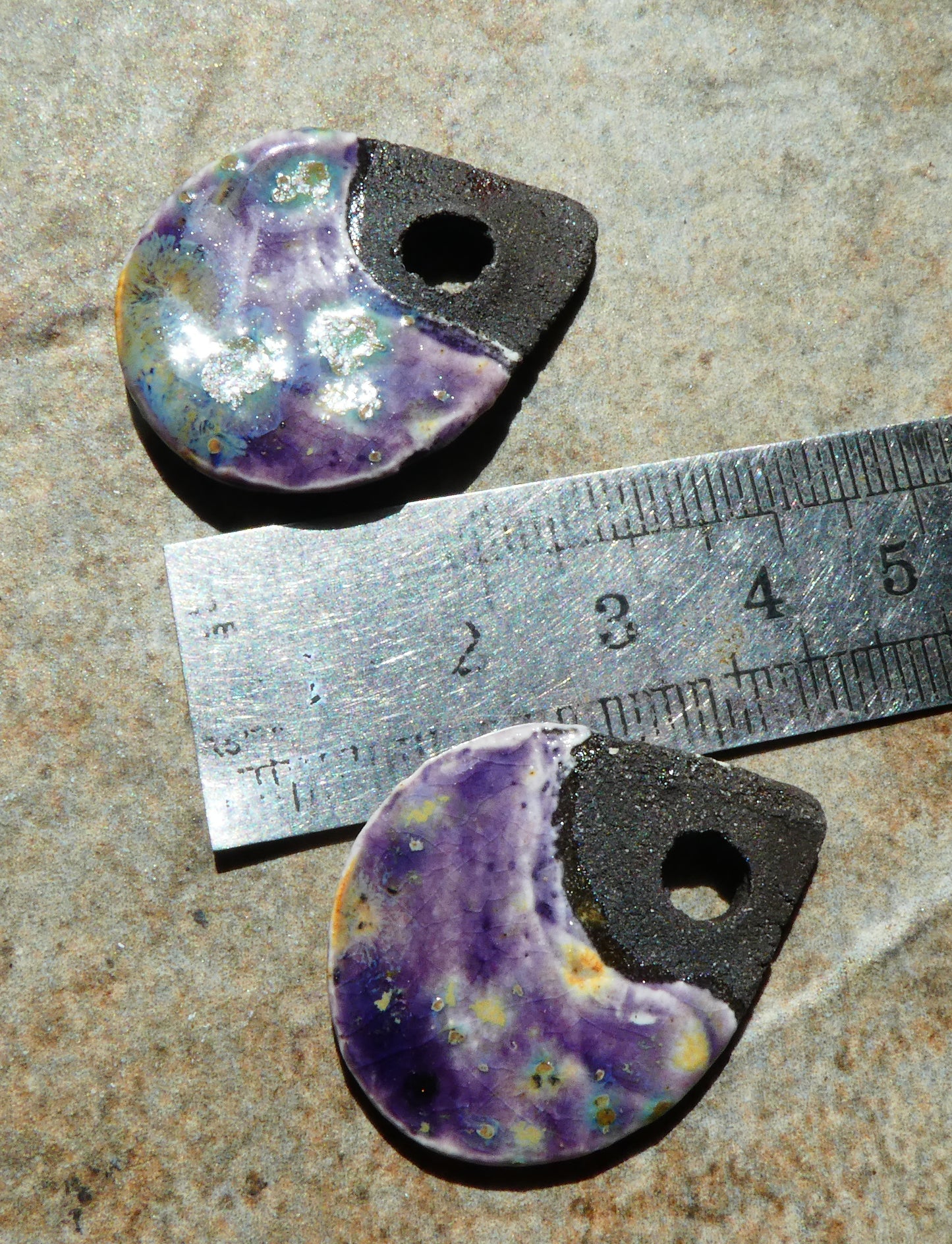 Ceramic Dark Slab Earring Charms - Cosmic Grape