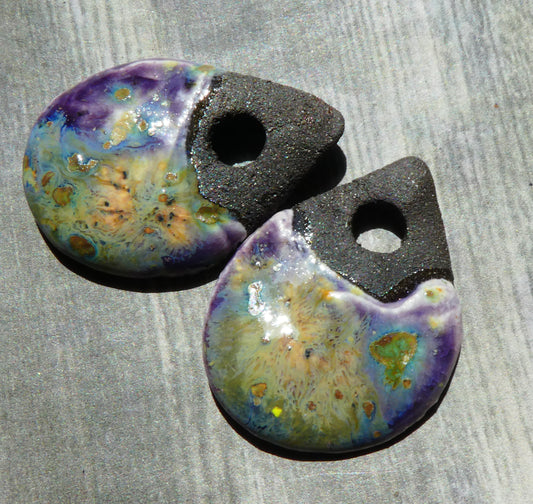 Ceramic Dark Slab Earring Charms - Cosmic Grape