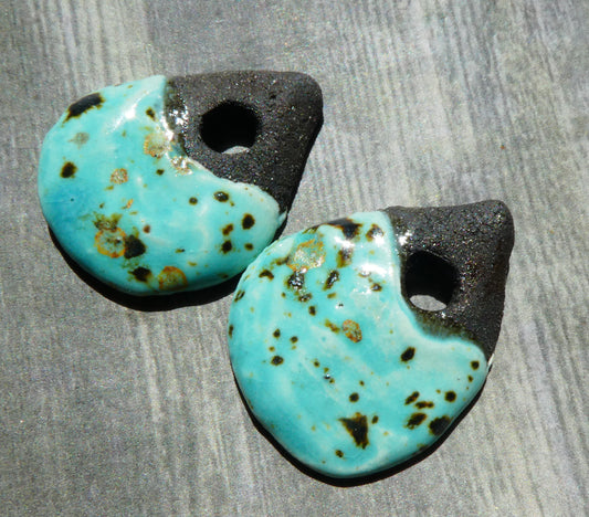 Ceramic Dark Slab Earring Charms - Blue Guppy